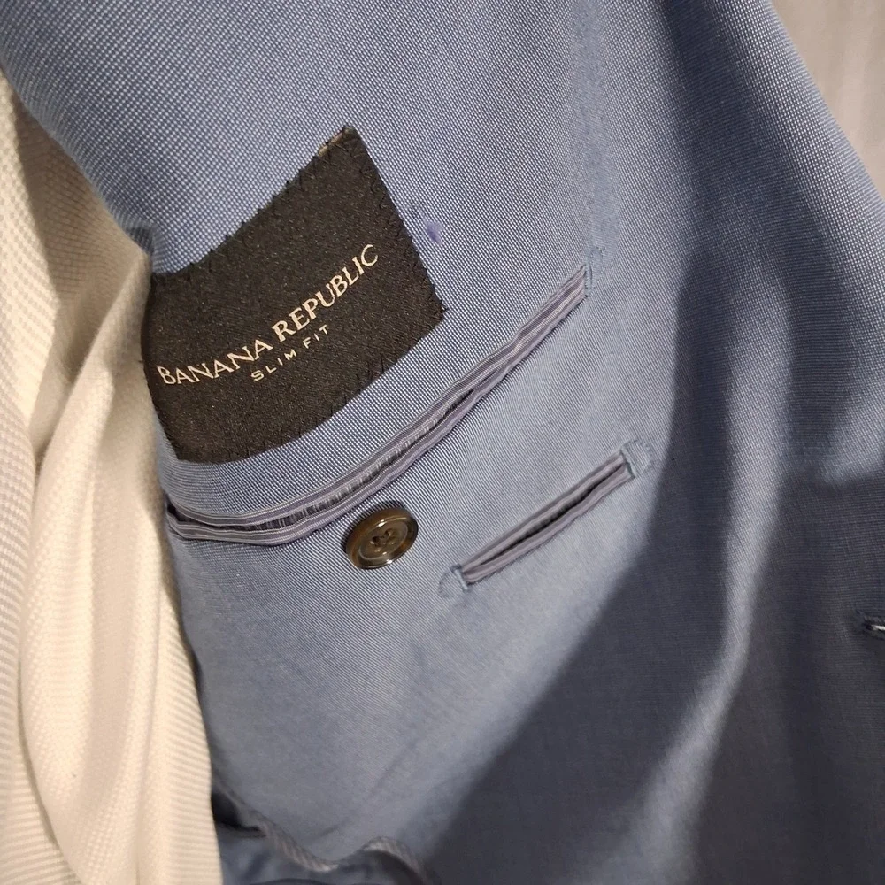 Banana Republic Blazer Mens 42R Light Blue Slim Fit Cotton Two Button Sport Coat